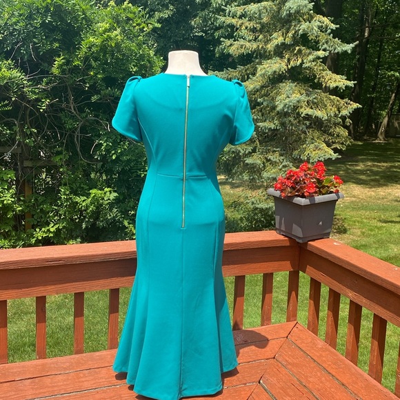 NWOT Calvin Klein Teal Dress, see measurements in photos below - Picture 3 of 13
